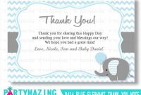 Blue Elephant Thank You Card Printable Gift Note Editable within Thank You Card Template For Baby Shower