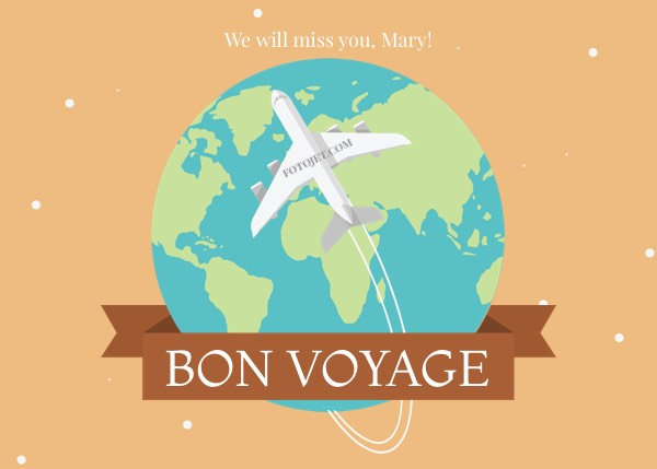 Bon Voyage Greeting Card Template Template | Fotojet in Bon Voyage Card Template