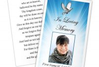 Celestial Dove Memorial Prayer Card Template intended for Memorial Cards For Funeral Template Free
