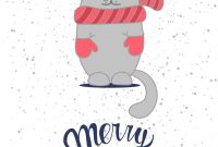 Christmas Card Template With Cute Cat pertaining to Happy Holidays Card Template