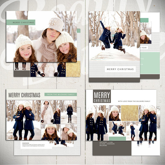 Christmas Card Templates: Bright White - Set Of Four 5X7 intended for Holiday Card Templates For Photographers
