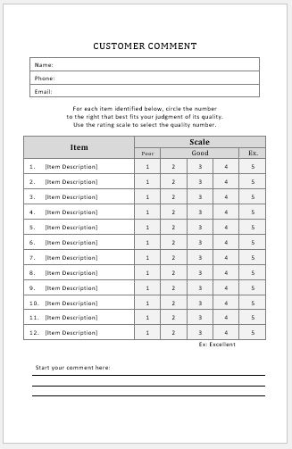 Customer Comment Cards Templates Ms Word | Word &amp; Excel within Comment Cards Template