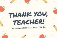 Customize 29+ Teacher Thank You Cards Templates Online – Canva for Thank You Card For Teacher Template
