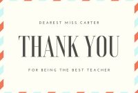 Customize 29+ Teacher Thank You Cards Templates Online – Canva throughout Thank You Card For Teacher Template