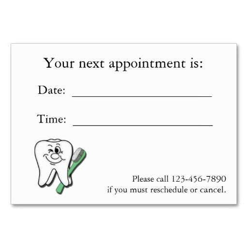 Dental Appointment Card Business Card Template | Dental with regard to Dentist Appointment Card Template