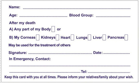 Donor Card Back | Organ Donation, Card Template, Organ Donor inside Organ Donor Card Template