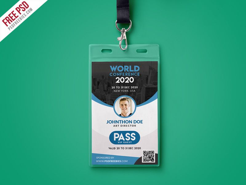 Download Free Conference Vip Entry Pass Id Card Template Psd with Conference Id Card Template