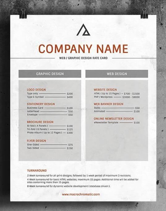 Download Pack Of 25 Rate Card Templates In 1 Click.. | Web pertaining to Rate Card Template Word