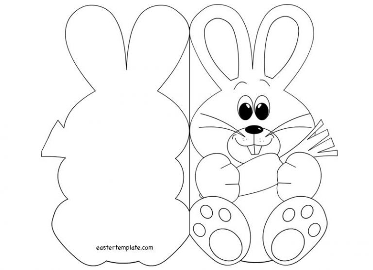 Easter Bunny Card Coloring Page – Easter Template | Easter in Easter ...