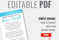 Editable Pdf – Mini-Facial Card – Blue Pearl – Instant pertaining to Rodan And Fields Business Card Template