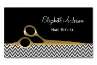 Elegant Black And Gold Chevrons Hair Salon Business Card for Hair Salon Business Card Template