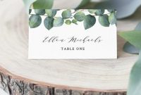 Eucalyptus Place Card Template, Instant Download, Printable Wedding Escort  Card, Name Card, Greenery Seating Card, 100% Editable #036-115Pc throughout Michaels Place Card Template