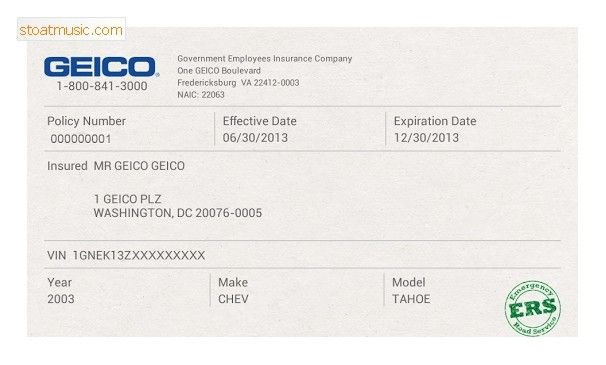 Fake Geico Insurance Card Template Stoatmusic In Insurance for Fake Auto Insurance Card Template Download