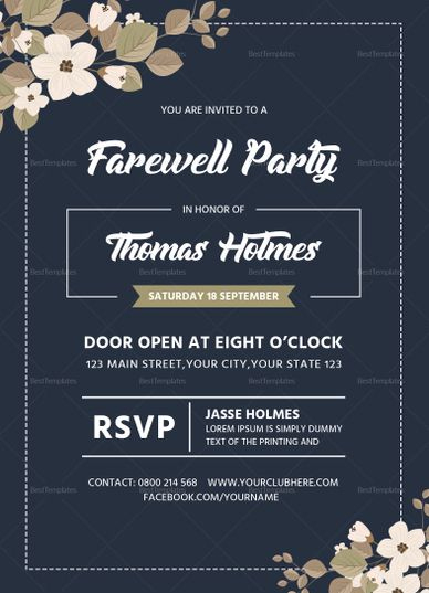 Farewell Party Invitation Card Design | Farewell Invitation pertaining to Farewell Invitation Card Template