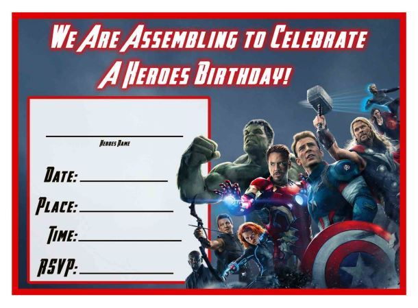 Free Avengers: Age Of Ultron Printable Birthday Invitation within Avengers Birthday Card Template