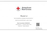 Free Cpr Certification Card First Aid Course Certificate in Cpr Card Template