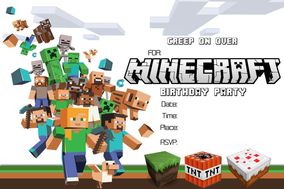 Free Minecraft Birthday Invitation Printable!!!! | Minecraft intended for Minecraft Birthday Card Template