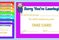 Free! – Sorry You Are Leaving Certificate (Teacher Made) in Sorry You Re Leaving Card Template