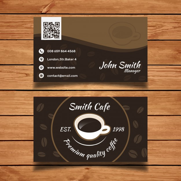 Free Vector | Cafe Business Card Template with Coffee Business Card Template Free