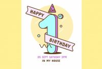 Free Vector | Lovely First Birthday Invitation Card Template with First Birthday Invitation Card Template
