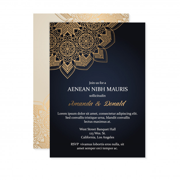 Free Vector | Luxury Wedding Invitation Card Template in Invitation Cards Templates For Marriage