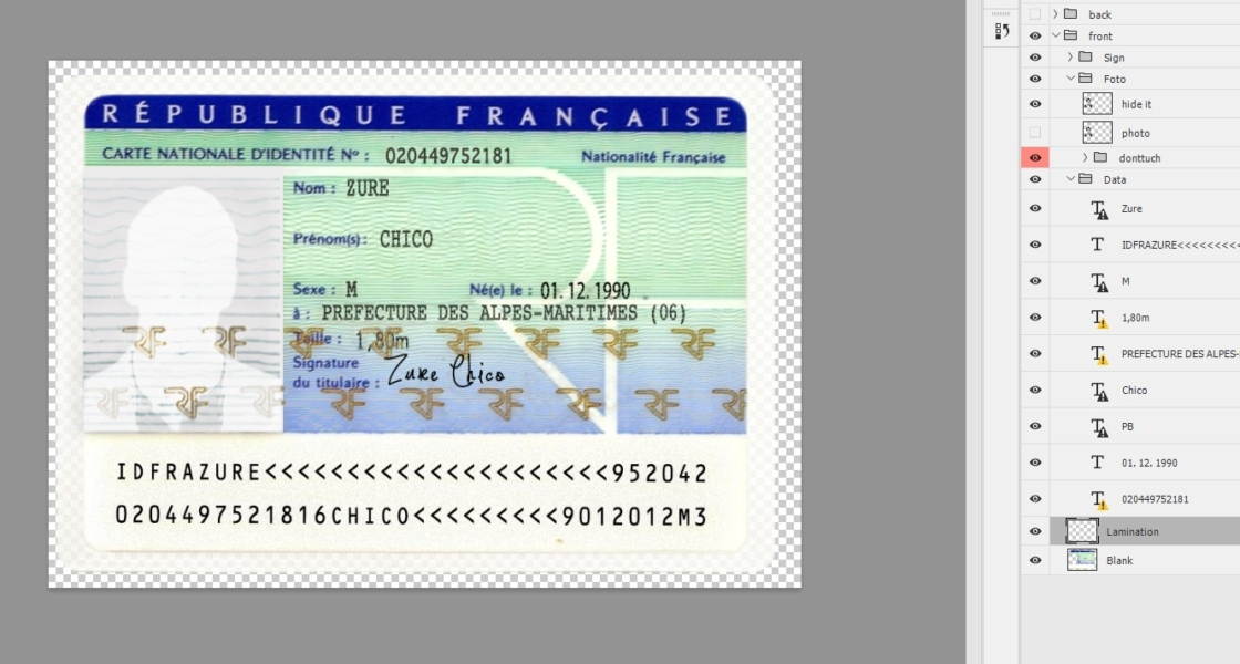 Full Identity Card France [Fra] | Link For Free Download Psd regarding French Id Card Template