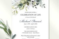 Funeral Invitation Template With Greenery Celebration Of intended for Funeral Invitation Card Template