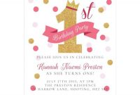 Golden First Birthday Invitation (5X7) for First Birthday Invitation Card Template