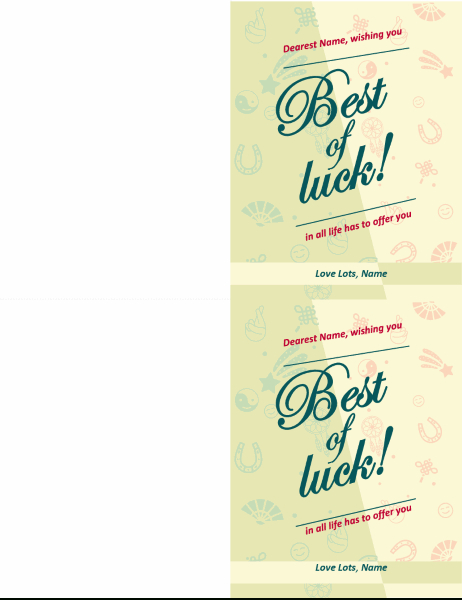 Good Luck Card in Good Luck Card Template