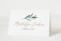 Greenery Place Card Template Printable Place Cards Wedding in Table Name Card Template