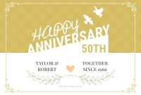 Happy 50Th Wedding Anniversary Greeting Card Template | Fotojet in Template For Anniversary Card