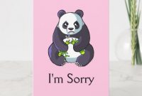 I'm Sorry Cute Sad Panda Drawing Card Template regarding Sorry Card Template
