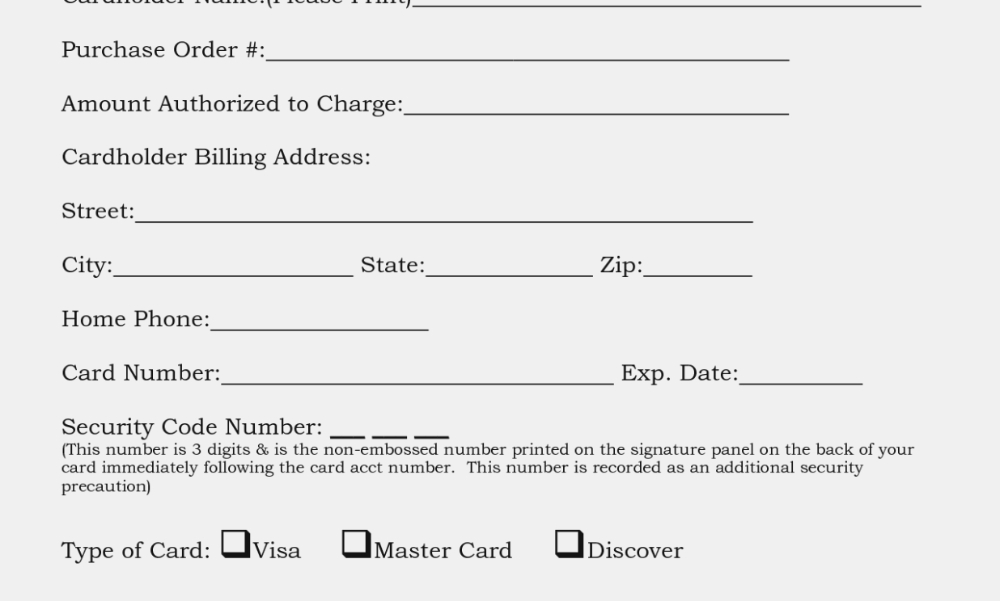 Imposing Credit Card On File Form Templates Template inside Credit Card On File Form Templates