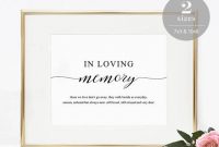 In Loving Memory Sign Template, Printable In Memory Sign, Wedding Sign,  Memorial Table Sign, Templett Pdf Jpeg Download #spp007Lm intended for In Memory Cards Templates