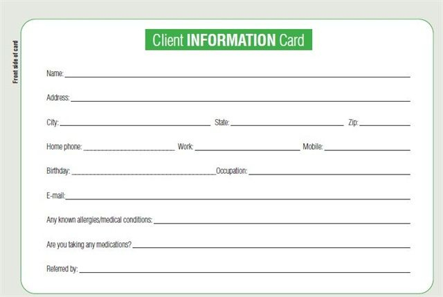 Keeping Tabs On Clientsusing Client Cards | Customer with Customer Information Card Template