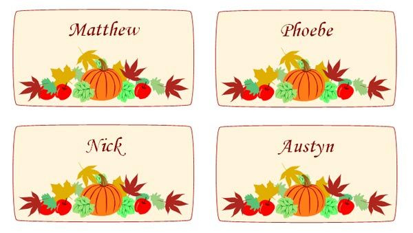 Kootation | Thanksgiving Place Cards, Place Card throughout Thanksgiving Place Card Templates