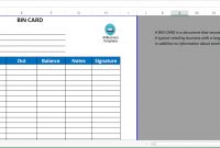 Kostenloses Bin Card Format Excel regarding Bin Card Template