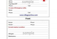 Medical Emergency Wallet Card For Medical Alert Id Bracelets with In Case Of Emergency Card Template