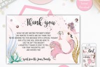 Mermaid Baby Shower, Thank You Card, Printable Thank You in Template For Baby Shower Thank You Cards