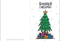 Merry Christmas Card With Presents And Christmas Tree intended for Printable Holiday Card Templates