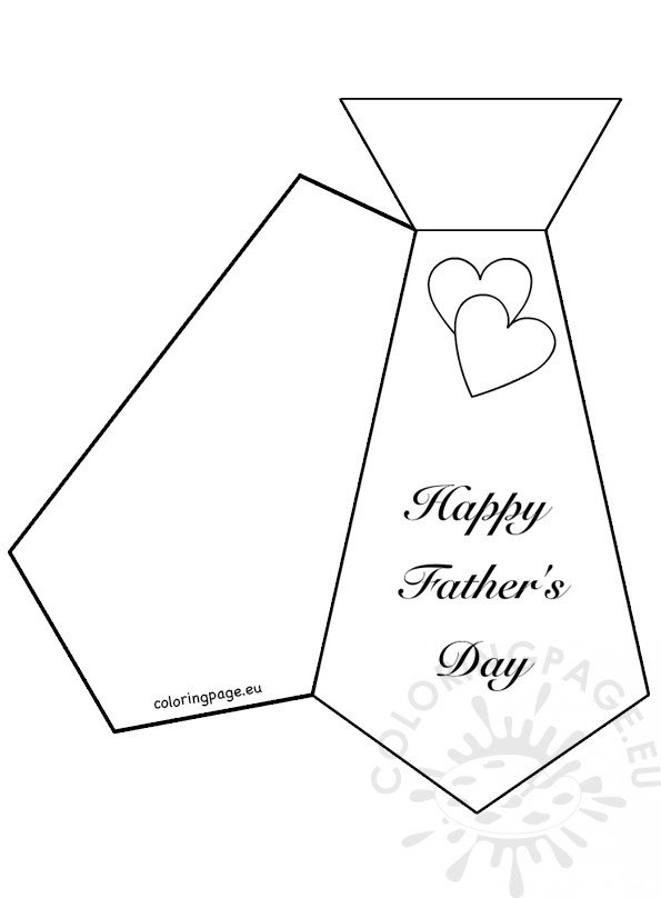 Necktie Father's Day Card Template – Coloring Page with regard to ...