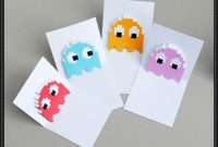 Pac-Man Ghosts Pop-Up Card Free Papercraft Templates Download pertaining to Templates For Pop Up Cards Free