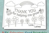 Personalized Coloring Teacher Thank You Card intended for Thank You Card For Teacher Template