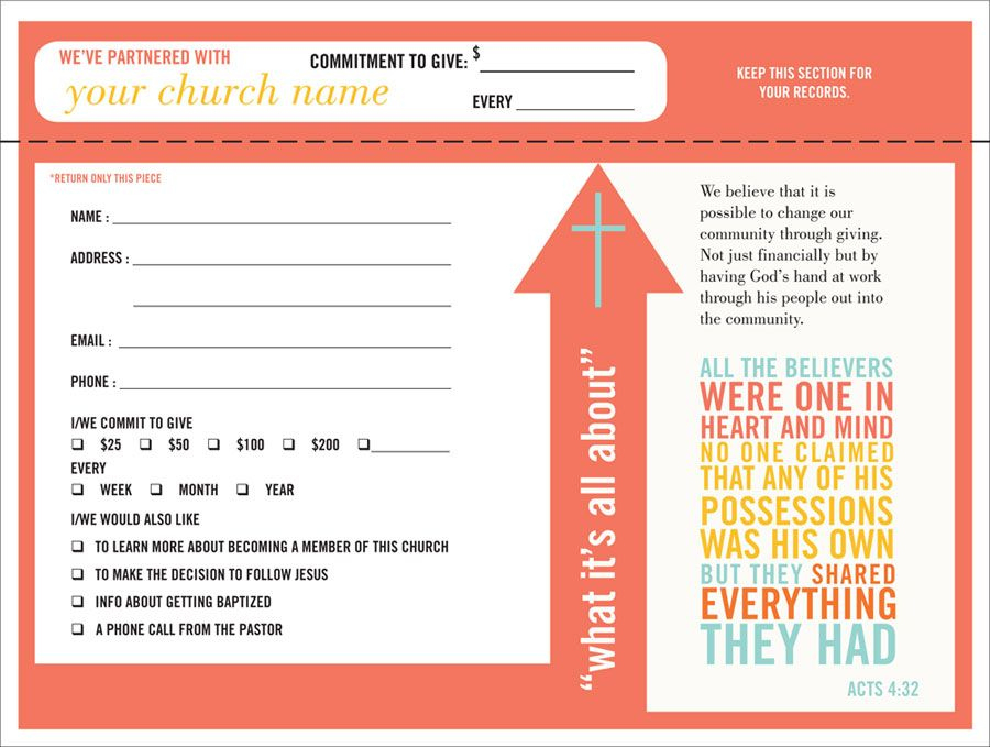 Pledge Card Template For Church In 2020 | Card Template throughout Church Pledge Card Template