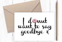 Printable Farewell Card, Printable Goodbye Card – I Donut Want To Say  Goodbye, Instant Download 5X7 Pdf Includes Envelope Template pertaining to Goodbye Card Template