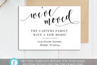 Printable Moving Card, Editable We've Moved Card Template, Calligaphy New  Home Announcement, Editable Address Card, Moving Card Template pertaining to Moving Home Cards Template
