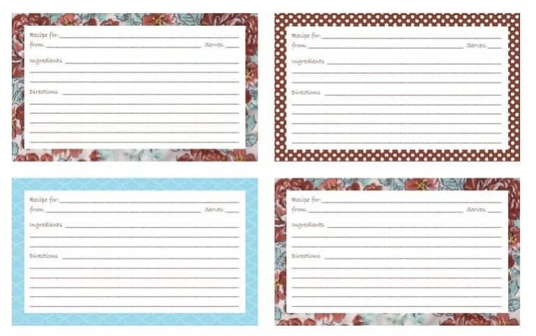 Printable Recipe Card Template with Fillable Recipe Card Template ...