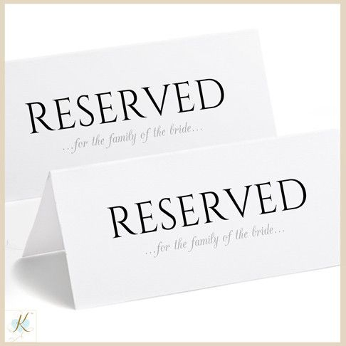 Printable Reserved Sign Tent | Romantic Calligraphy | Large inside Reserved Cards For Tables Templates