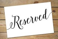 Printable Reserved Sign Wedding / Reserved Table Sign intended for Reserved Cards For Tables Templates