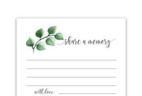Printable Share A Memory Card For Memorials And Celebration within In Memory Cards Templates